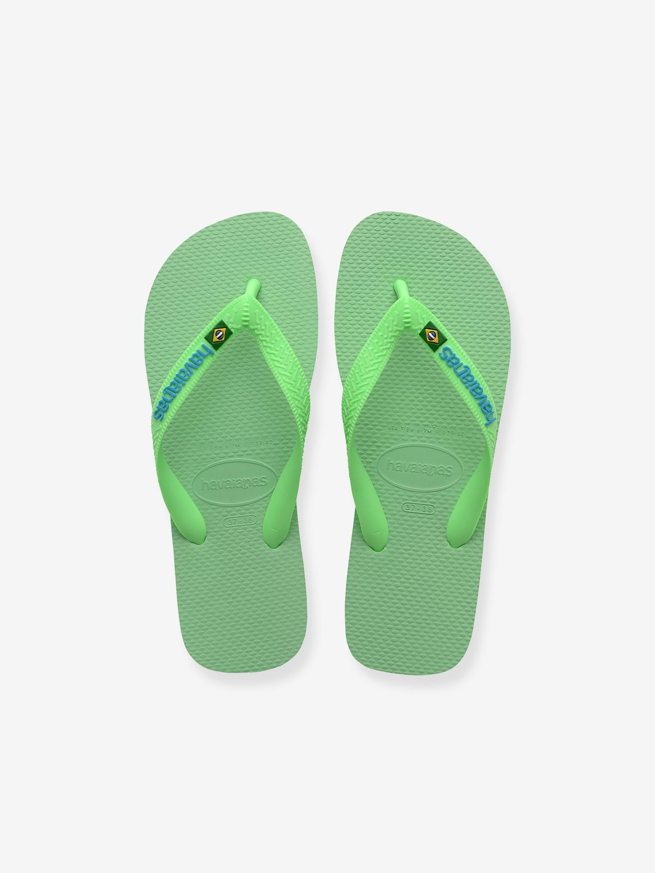 Chinelo infantil Havaianas rosa com logo do Brasil