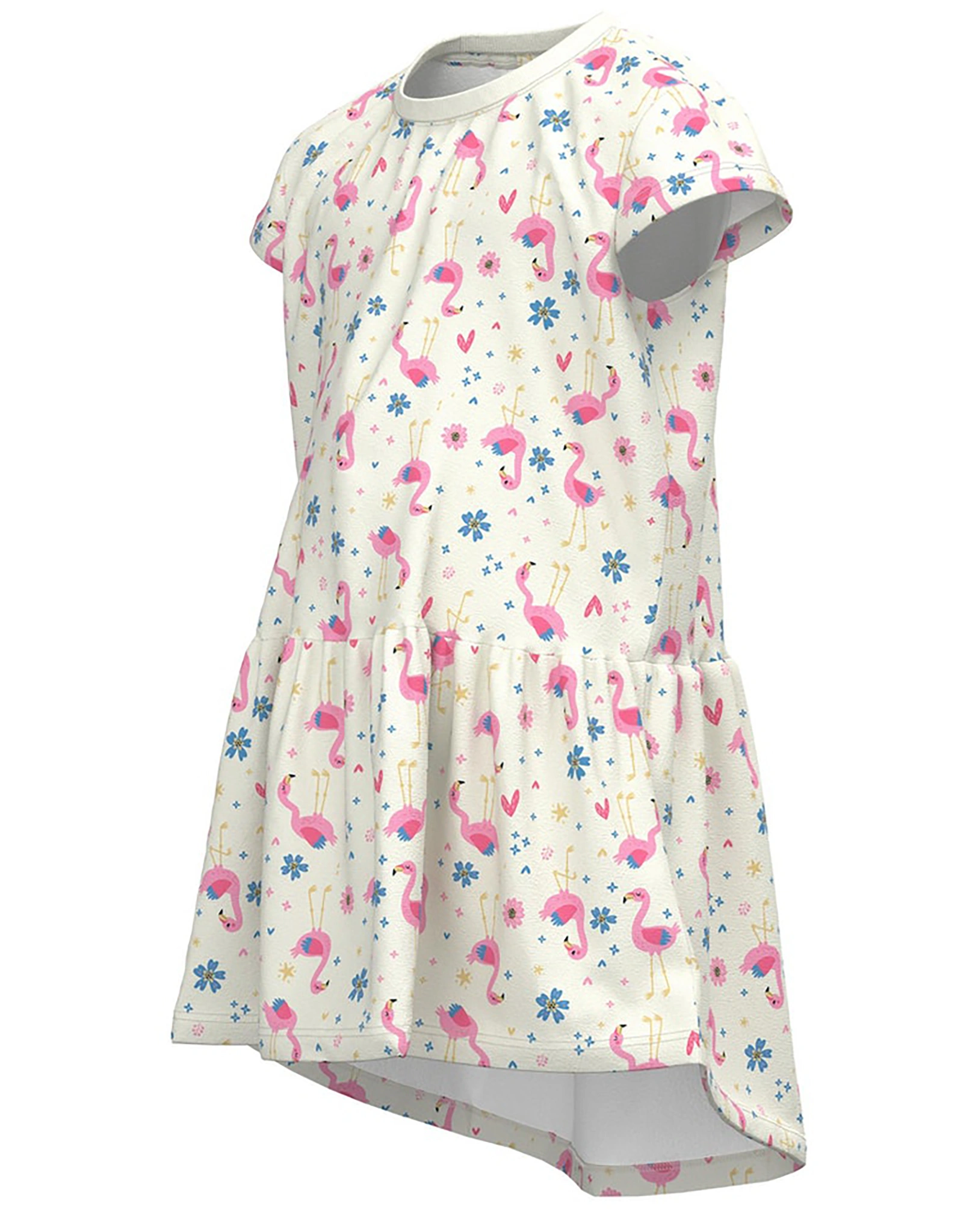 Kurzarmkleid NMFVIGGA - FLOWMINGO in white alyssum