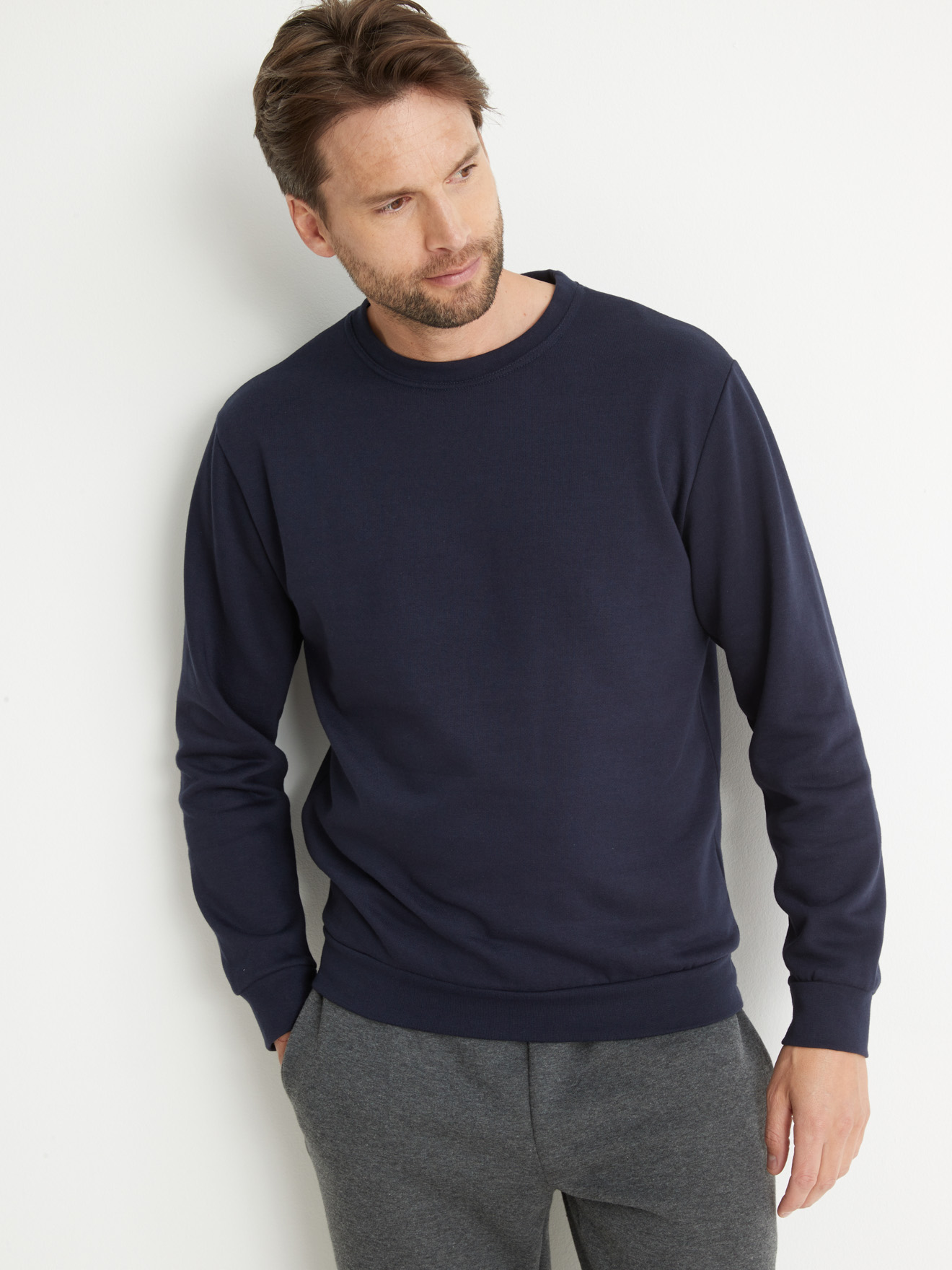 Sweat-shirt molleton encolure ronde
