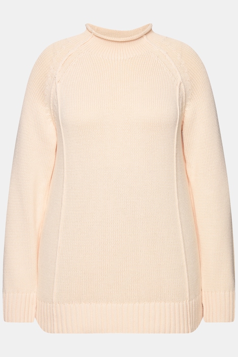Pullover, Ziernähte, Stehkragen, Langarm, Biobaumwolle