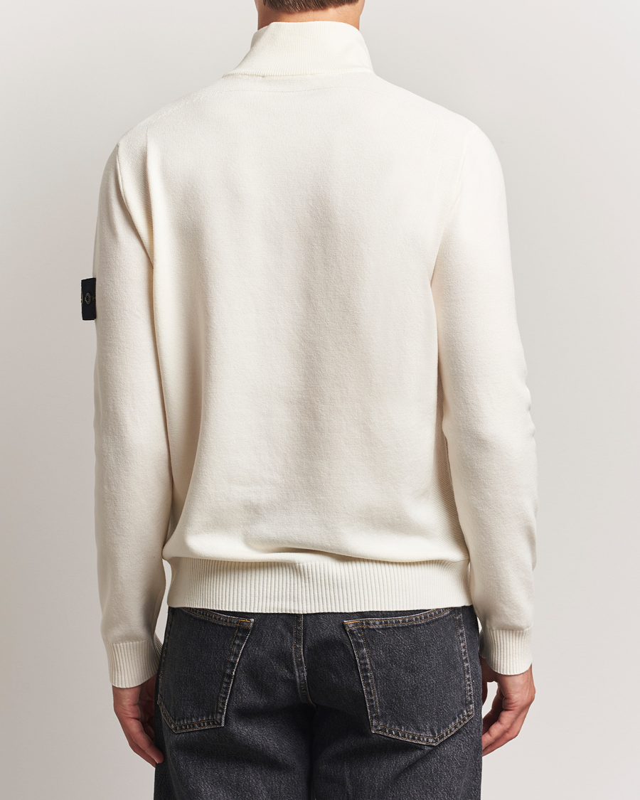 Stone Island Stretch Wool Knitted Half Button Jumper Ivory