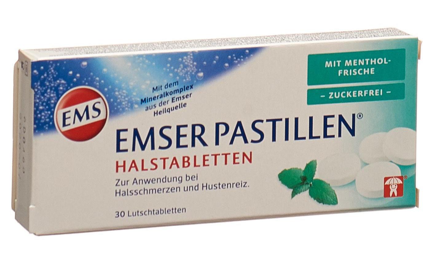 Pastillen mit Mentholfrische zuckerfrei 30 LutschtablettenTabletten gegen Halsschmerzen