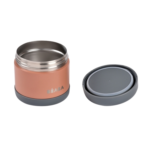 Portion inox isotherme 500mL - Mineral grey/terracotta - BEABA