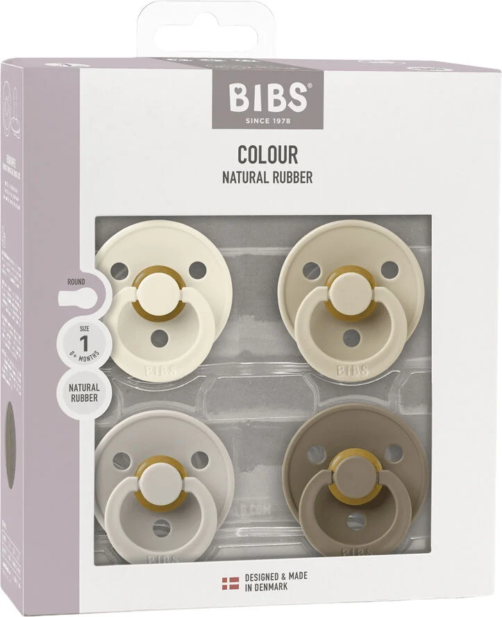 BIBS BIBS Pacifier Colour 4 PACK Latex Size 1 Ivory/Sand/Vanilla/ Ivory