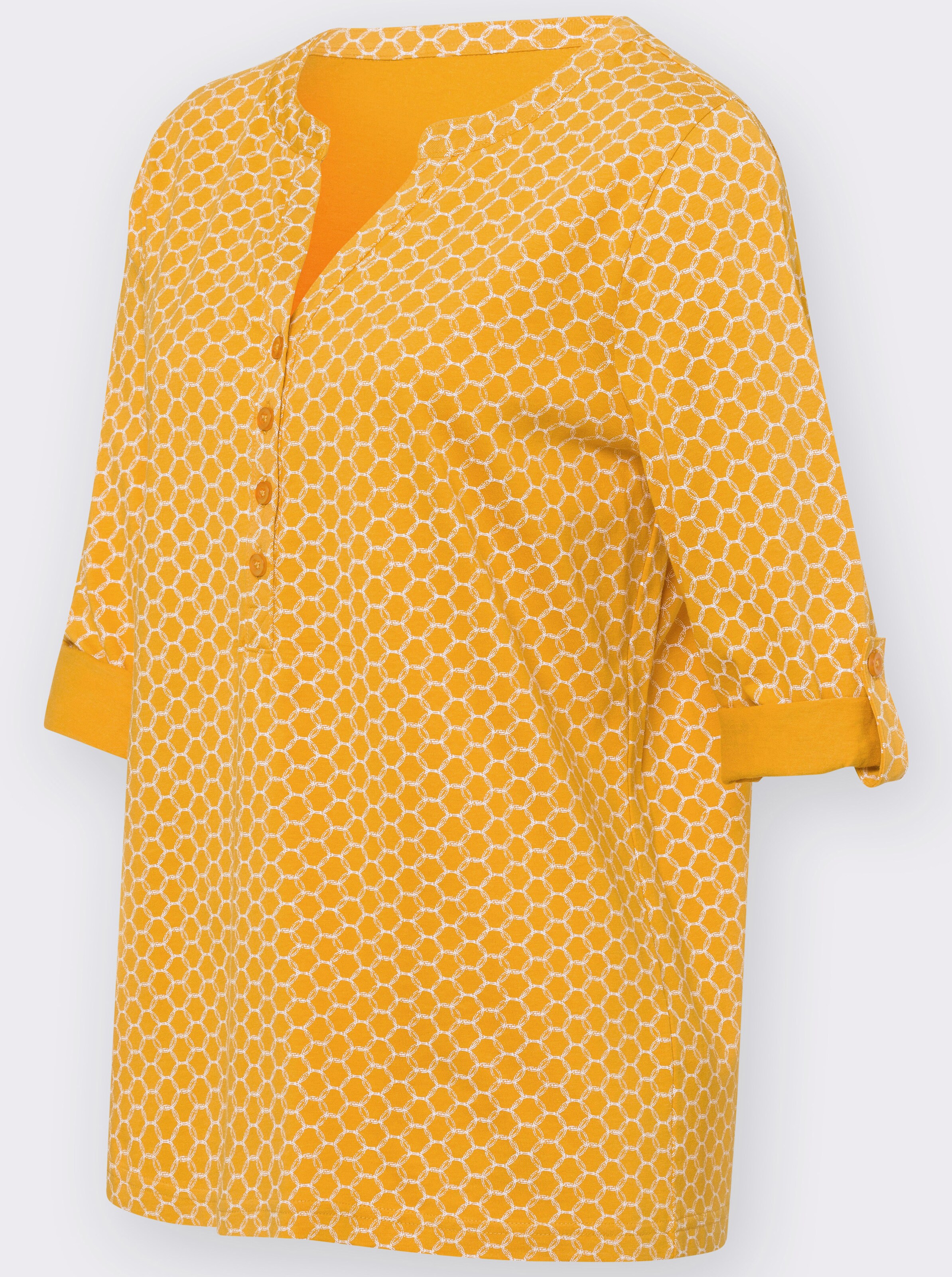 34-Arm-Shirt mit krempelbaren Ärmeln