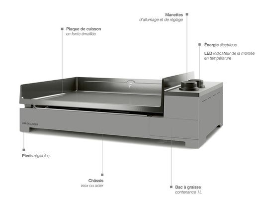 FORGE ADOUR - Plancha Premium electrique , 60 cm, Chassis inox