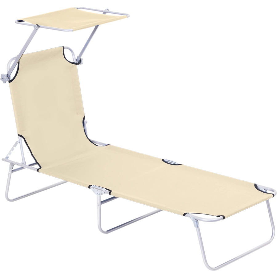 Outsunny Sonnenliege mit Sonnenschutz beige