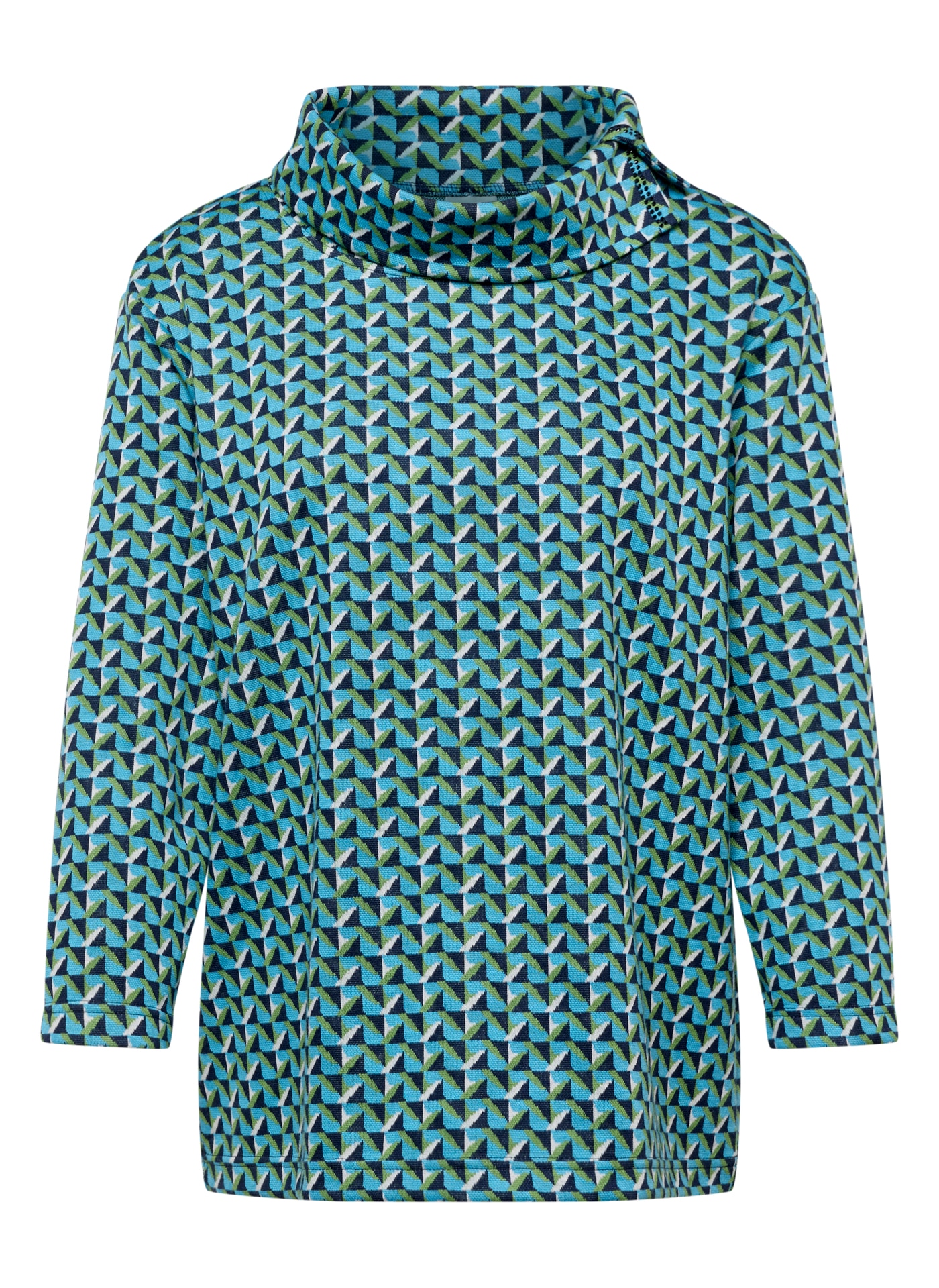 Rabe 3/4-Arm-Shirt mit geschlitztem Rollkragen und Minimal Print