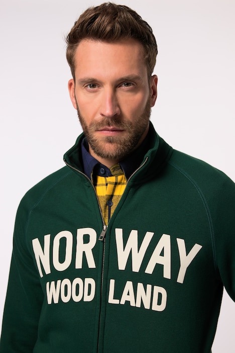 JP 1880 Sweatjacke, Stehkragen, Print, bis 8 XL