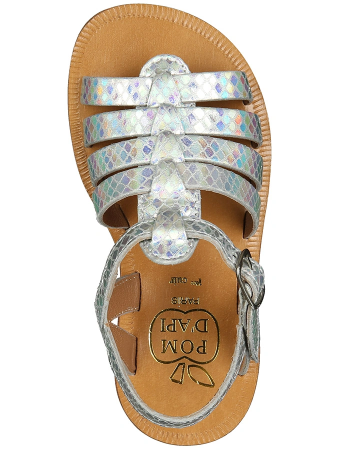 Sandalen PLAGETTE STRAP IRISIEREND in silber