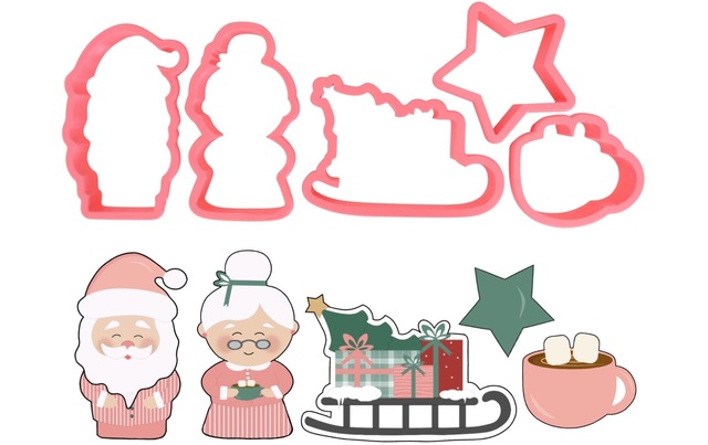 Ausstechform »Cut my Cookies Weihnachtsserie Mr & Mrs Santa, 5-teilig« Kunststoff 5 Stk. tlg.