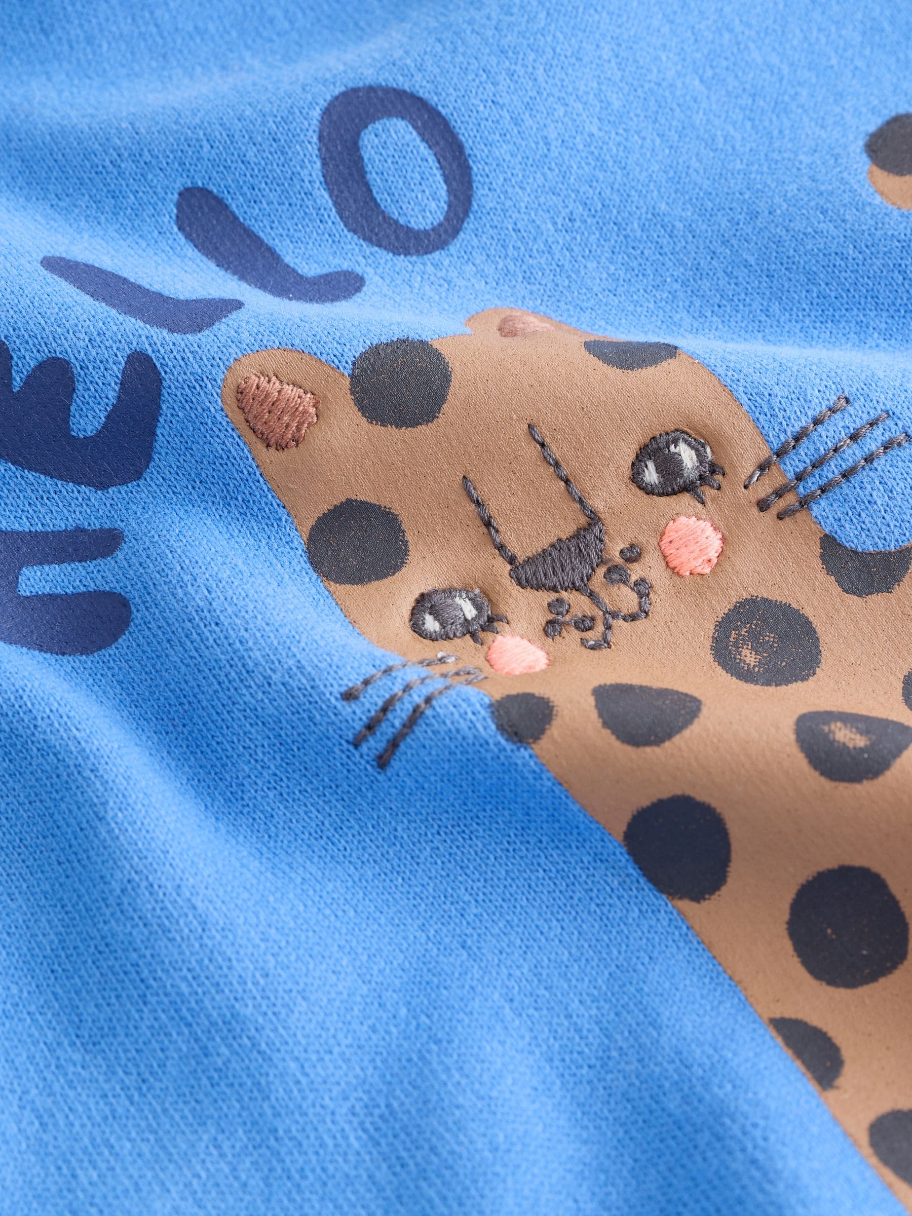 Blauwe dierenprint - Set van sweatshirt en broek met wijde pijpen (3mnd -7jr)