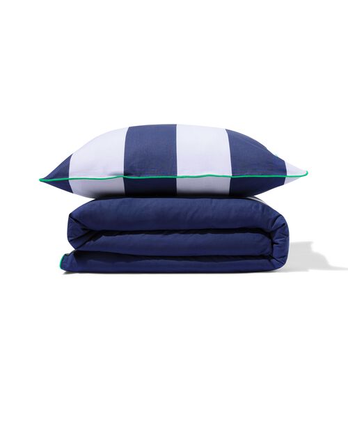 housse de couette enfant - coton doux - 140x200 - rayure - bleu