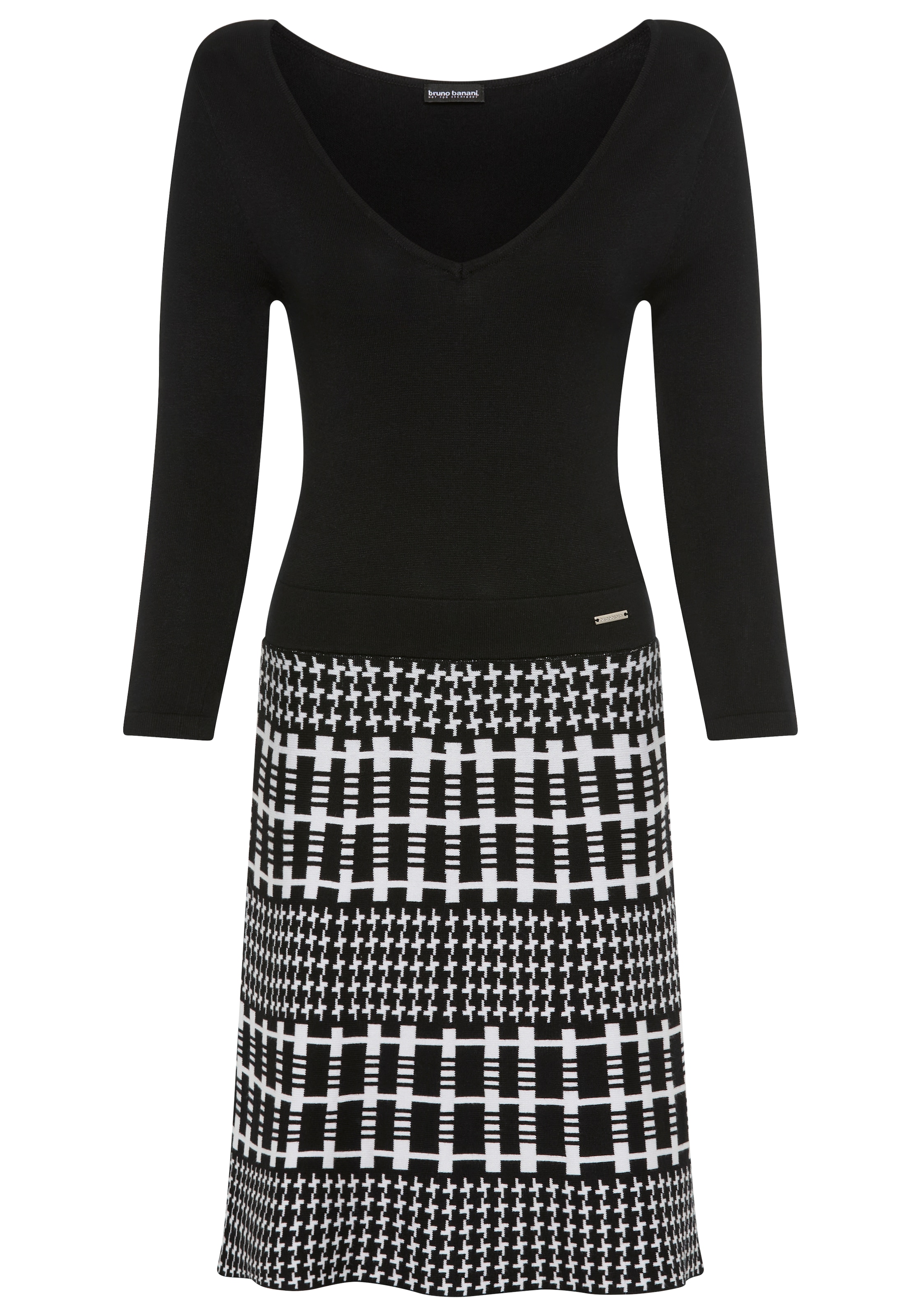 Bruno Banani Strickkleid Ohne Taschen mit tollem Jacquard-Rock