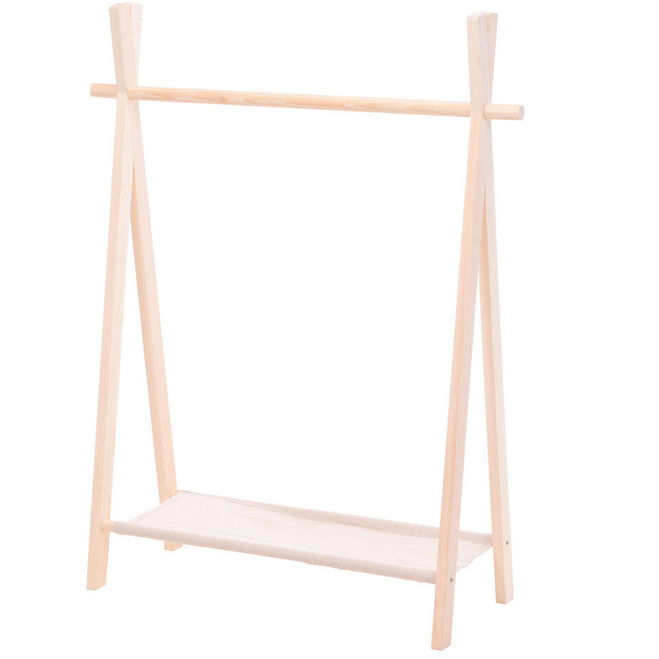 H&S Kledingrek - voor kinderen - hout - 80 x 100 cm - kapstok