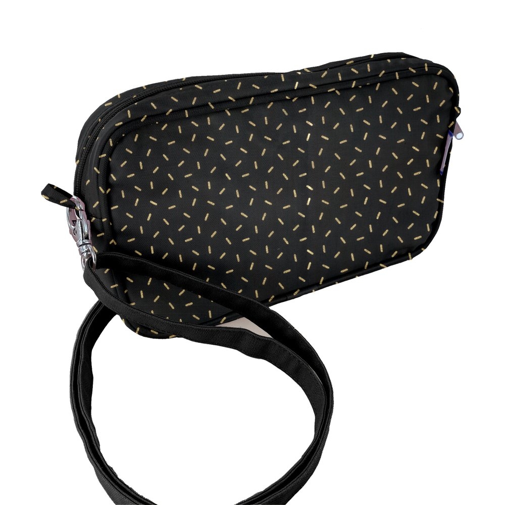 Pochette Banane Paille Dorée Noir