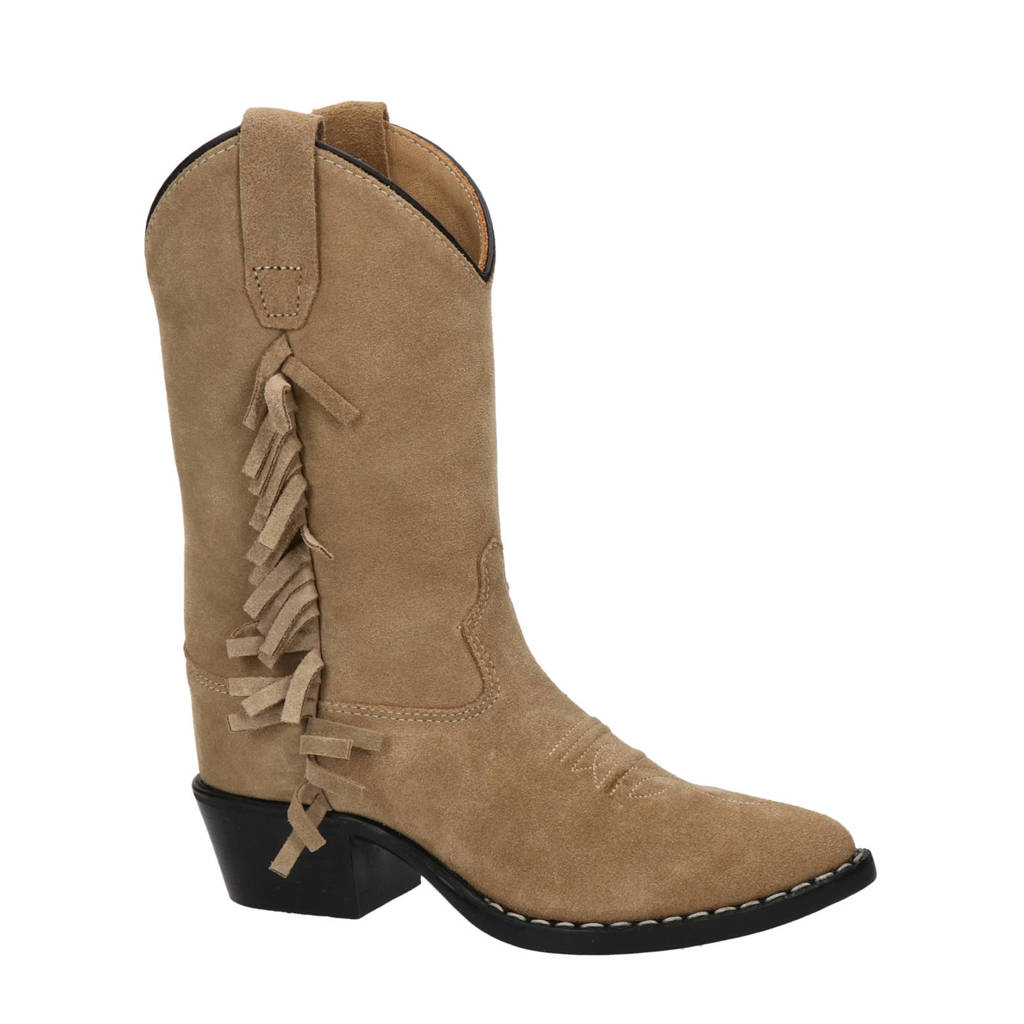Bootstock suède cowboylaarzen met franjes beige
