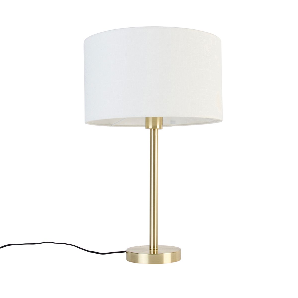 Klassieke tafellamp messing met kap wit 35 cm - Simplo