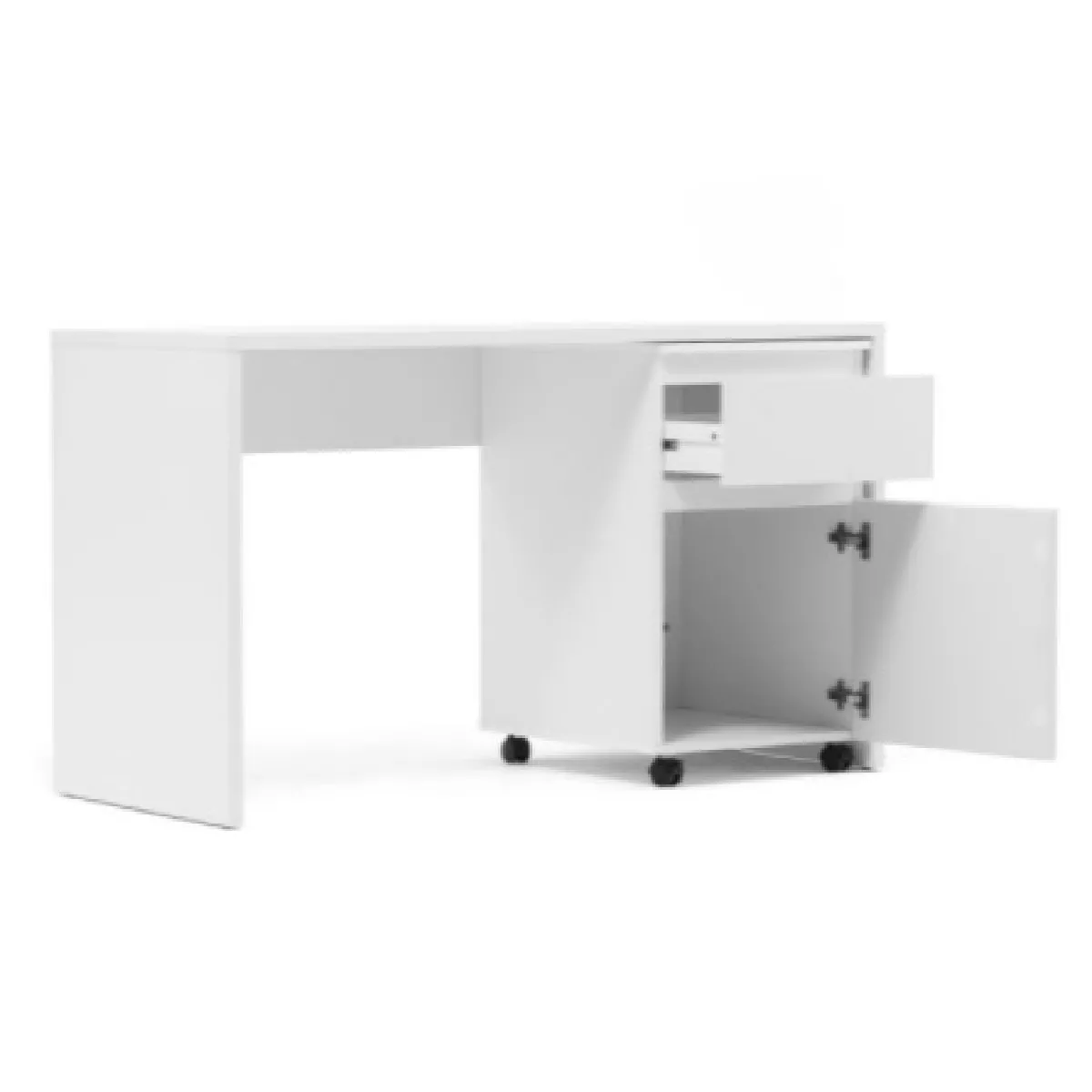 HOMESTYLE4U Bureau blanc avec conteneur mobile