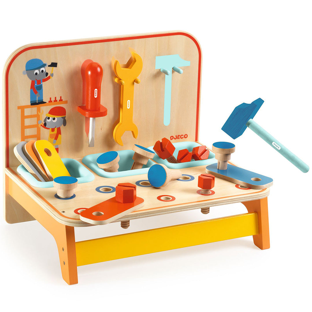 djeco kinderwerkbank tafelmodel bricotoo- 18-delig