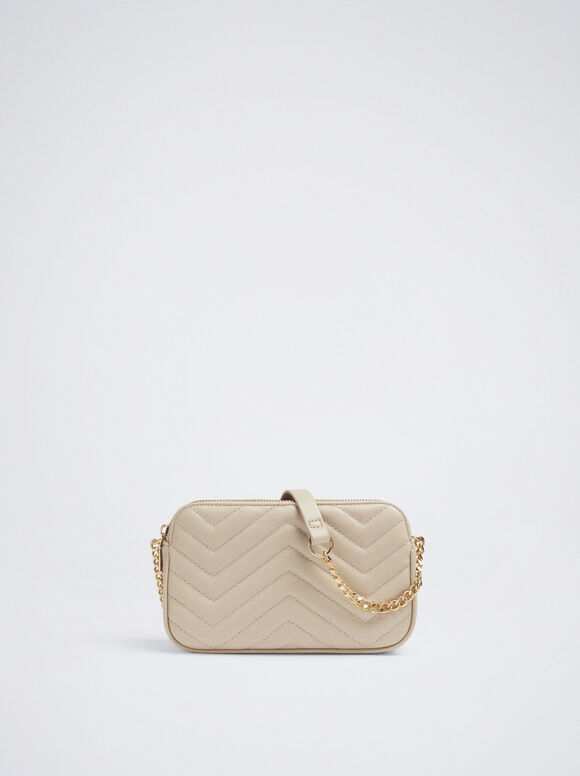 Bolsa acolchoada com corrente - Cru