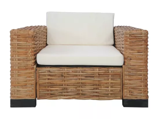 Fauteuil avec coussins Rotin naturel