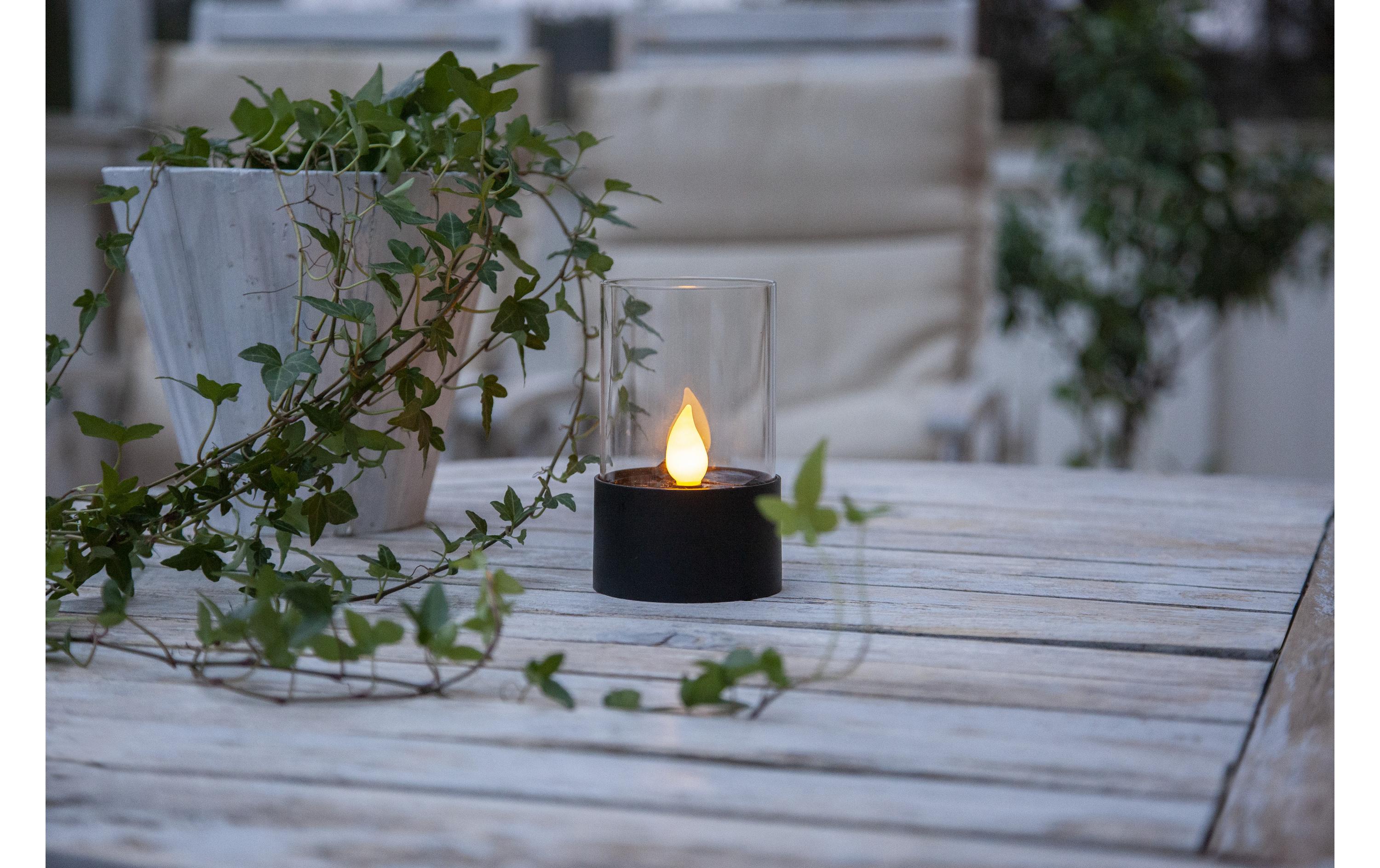 LED-Kerze Solar Puloun, Ø 8.5 x 14 cm, SchwarzKünstliche Solar Kerze mit beweglicher Flamme