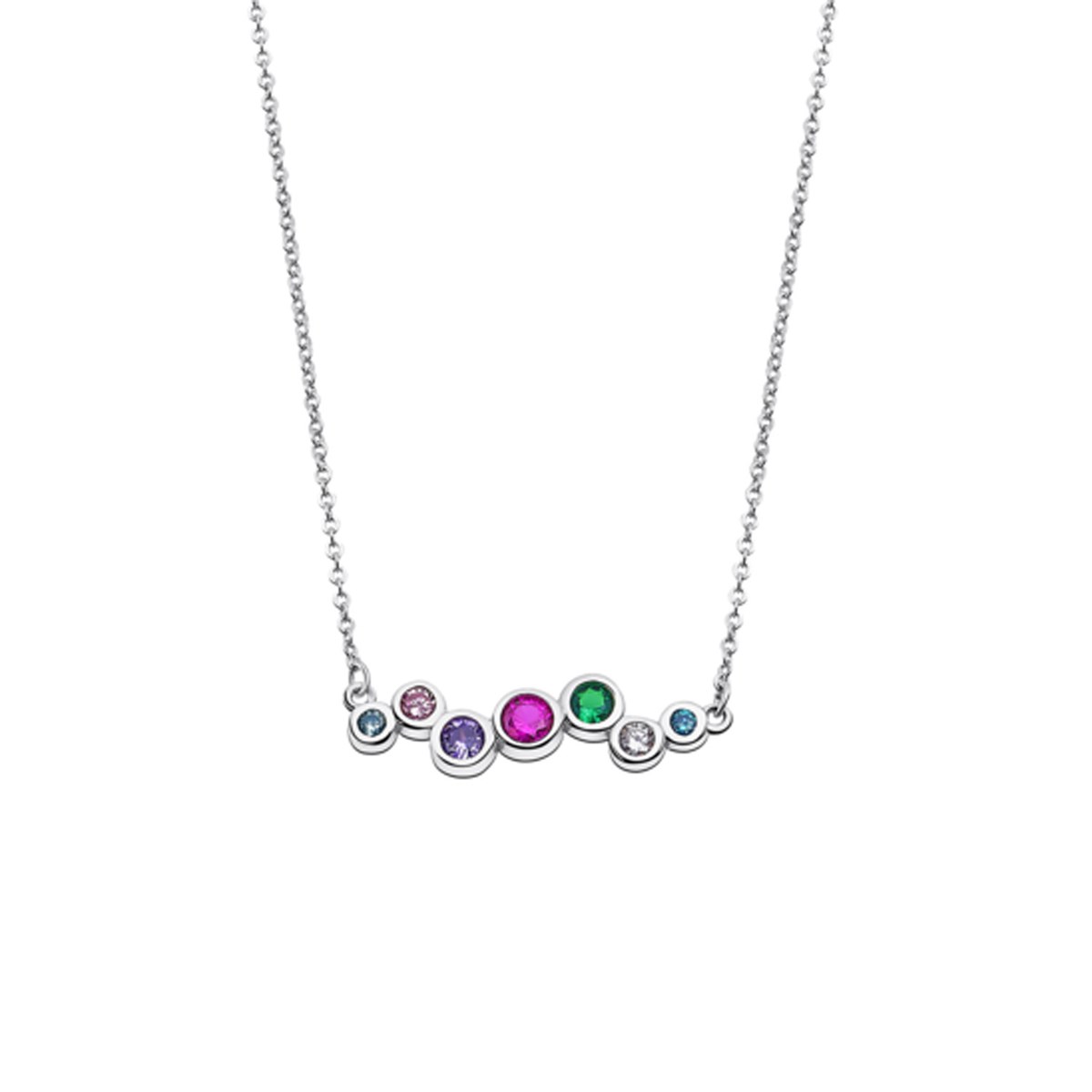 Collier Lotus Silver motif pierres multicolores