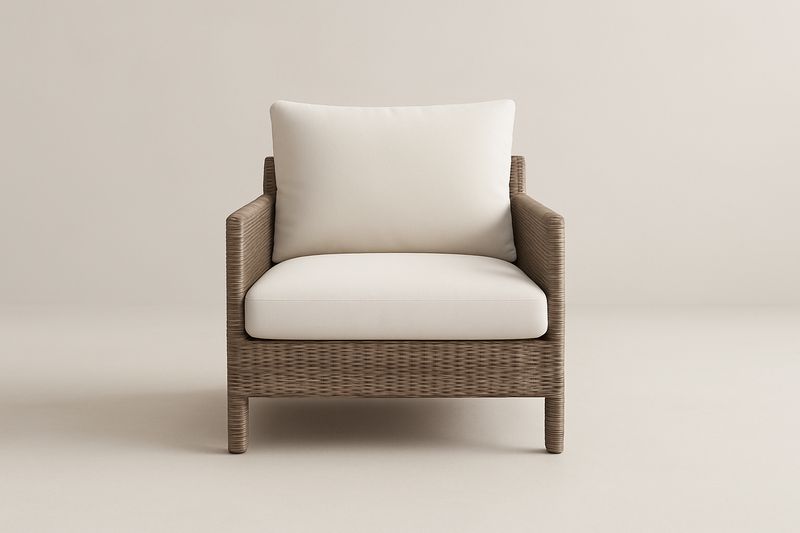 Rattansessel mit Kissen Creme Beige