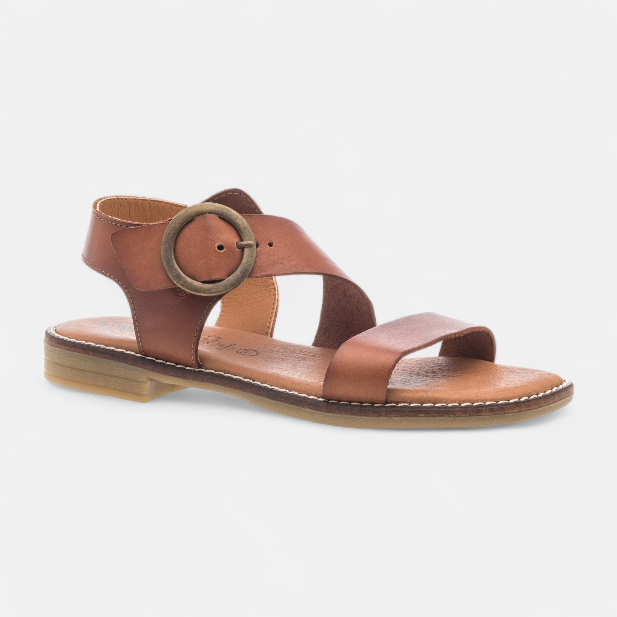Nu-pieds Femme en cuir cognac