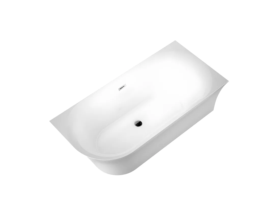 Baignoire design ovale semi-îlot ELIZABETH blanche 170 cm Angle à droite