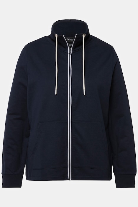 Sweatjacke, Stehkragen, Kängurutasche, hinten länger