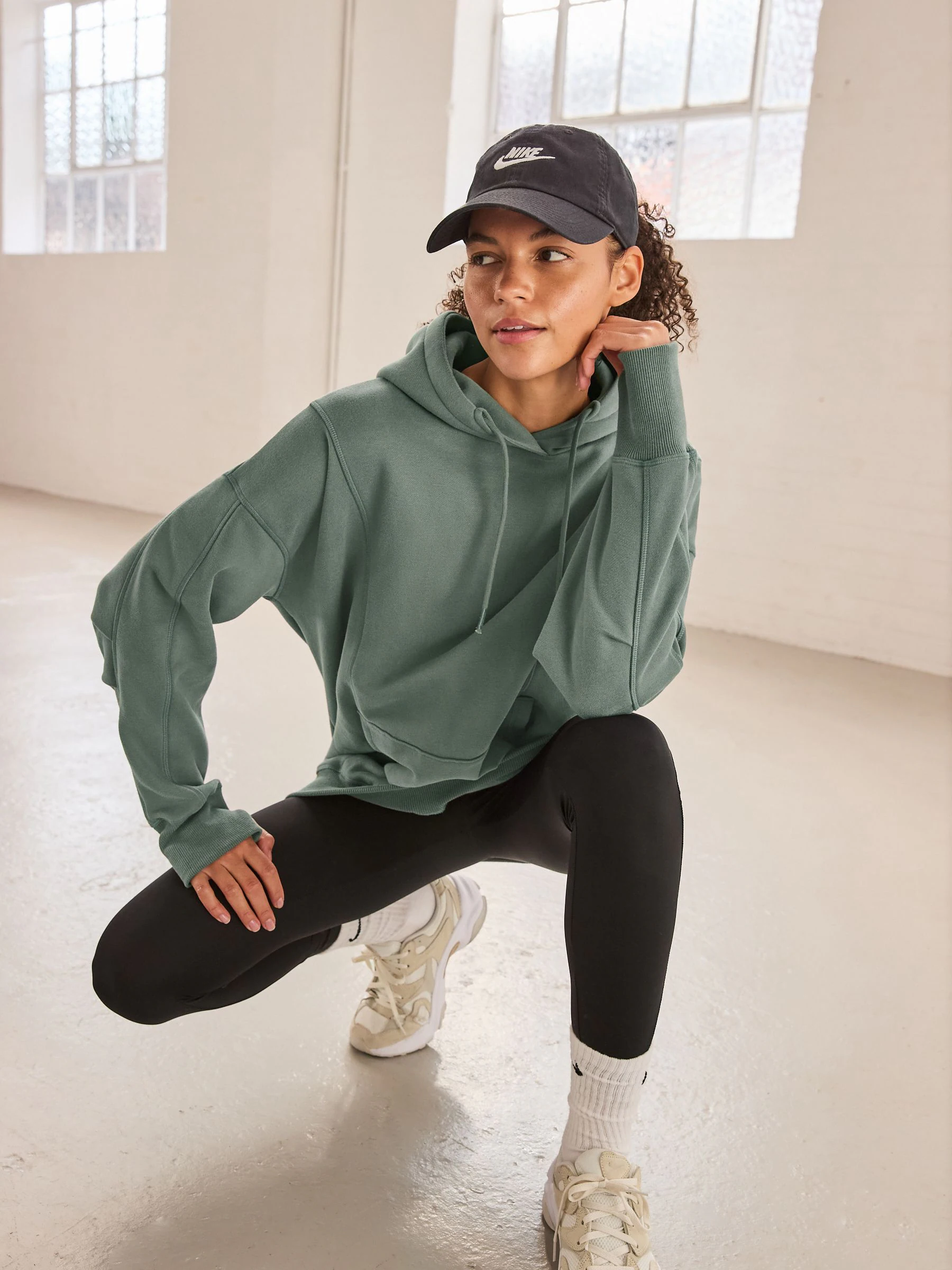 Blauwgroen - Active Longline Overhead Hoodie met superzacht naaddetail en zakken