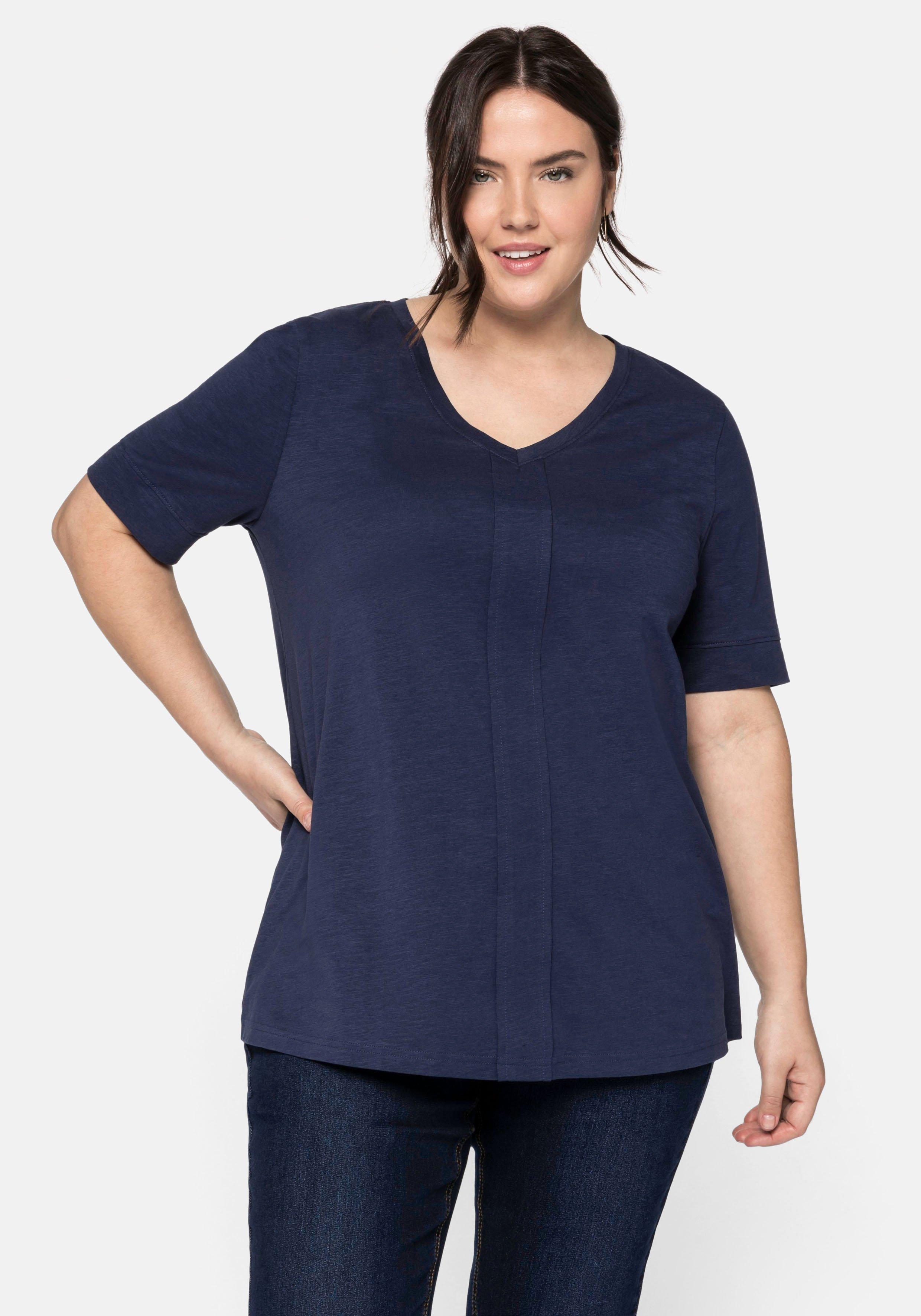 T-Shirt mit gesteppter Falte vorn, aus Jersey