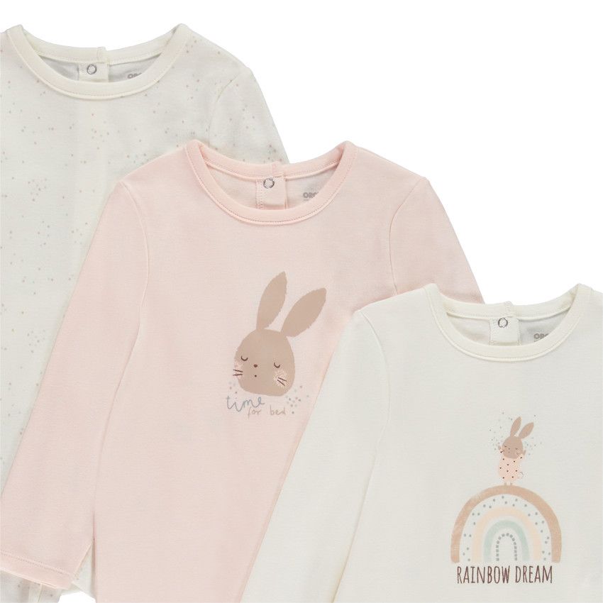 Lot de 3 dors-bien Lapin pour bébé fille avec ouvertures différentes selon l'âge - Ecru