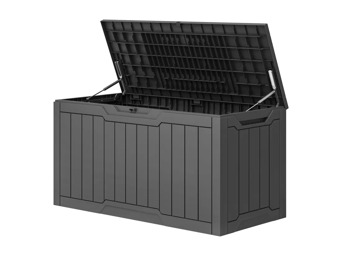 YITAHOME Boîte de Terrasse en Résine - 380L - 115 x 55 x 58.5 CM - Intempéries - Verrouillable - Taupe
