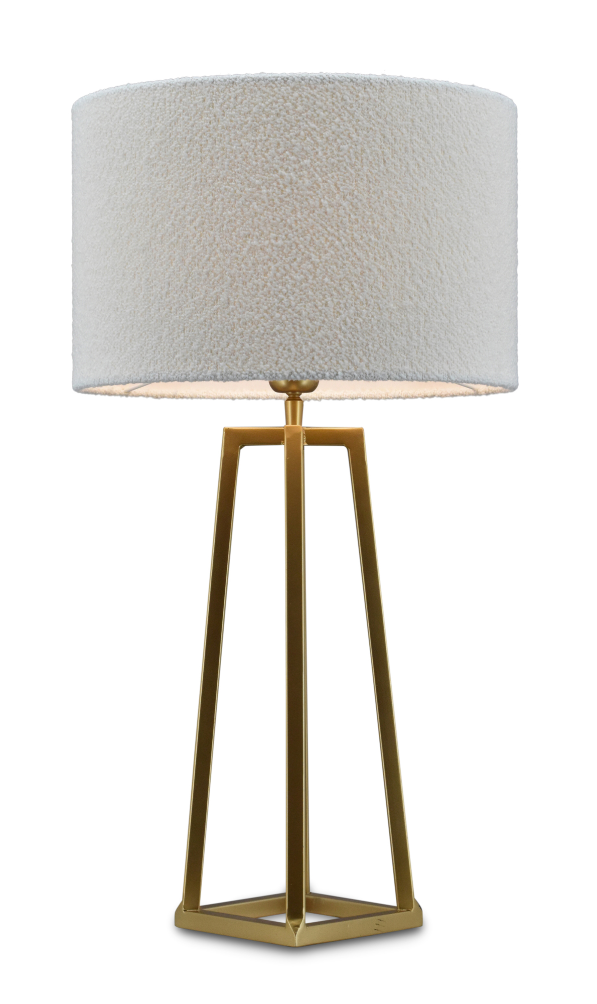 Tafellamp Lorenzo large gold + kap Cilinder 35x35x22cm Bouclé blanc ( witte binnenkant )