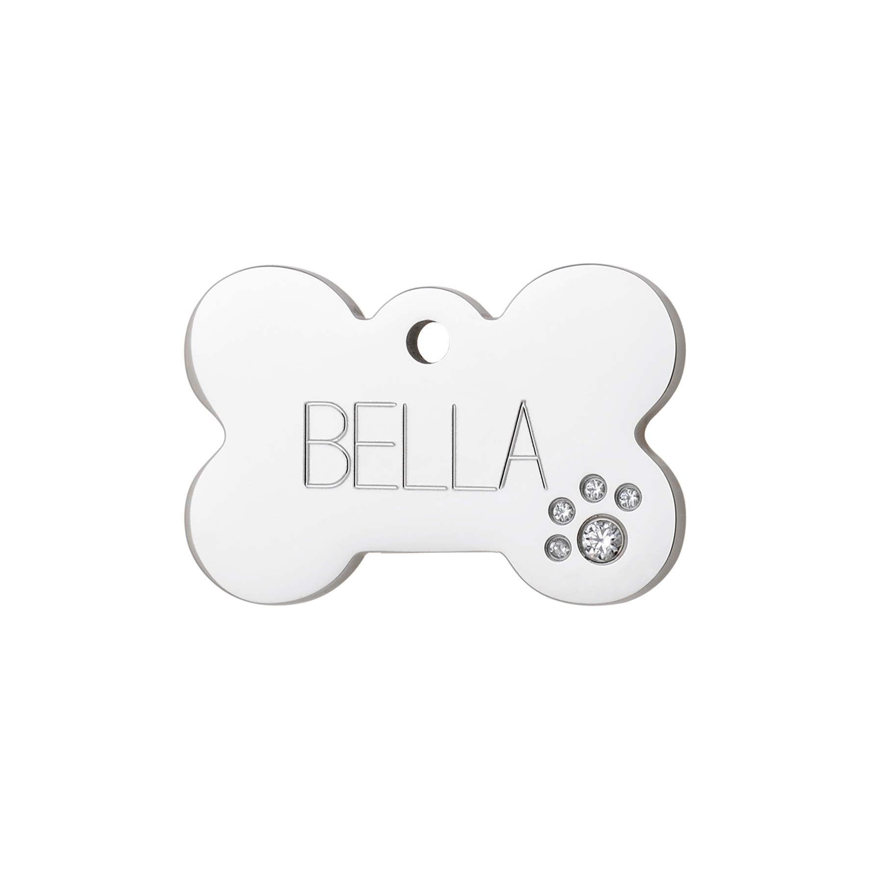 Placa de identificação para cães em formato de osso de diamante