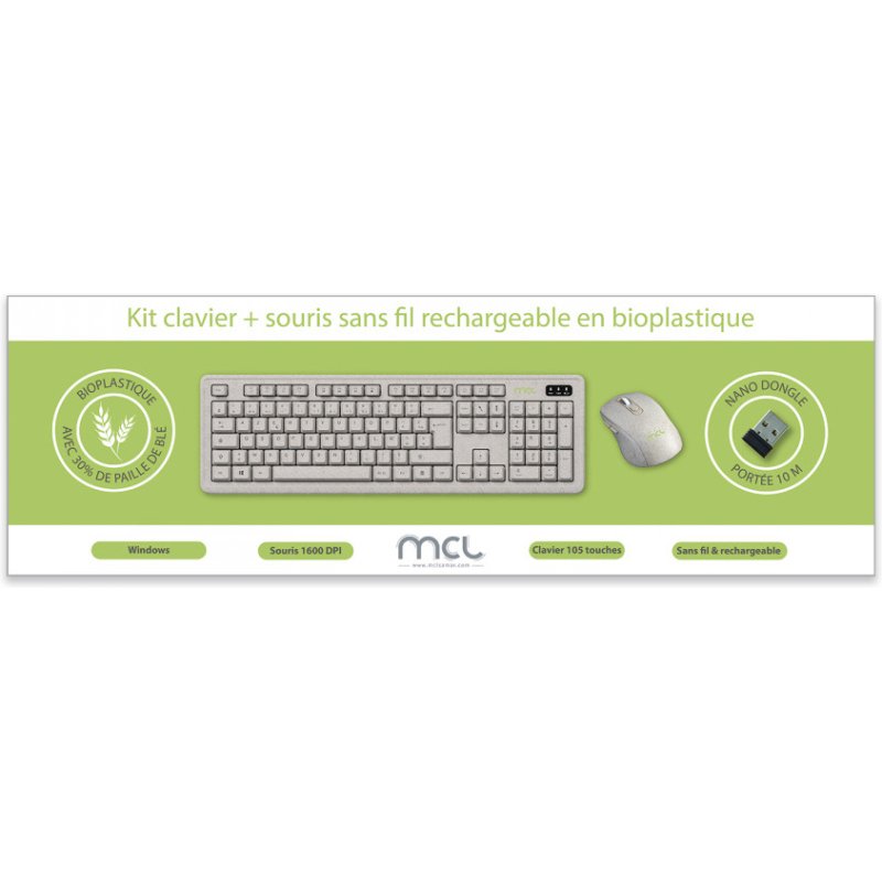 MCL MP3B99AACK2012BIW clavier Souris incluse Universel RF sans fil AZERTY Français Beige