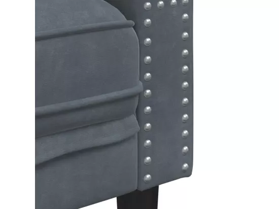 Canapé Chesterfield avec traversins 2 places gris foncé velours