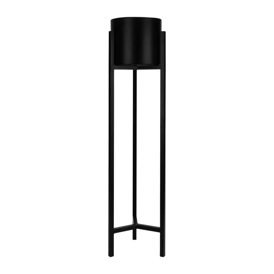 QUVIO Plantenstandaard inclusief pot - 22 x 22 x 90 cm - Metaal - Zwart - L