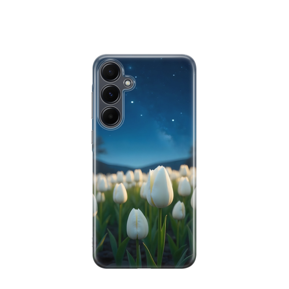 Samsung Galaxy A55 Gummi Hülle Sternennacht im Tulpenfeld - Versch. Farben
