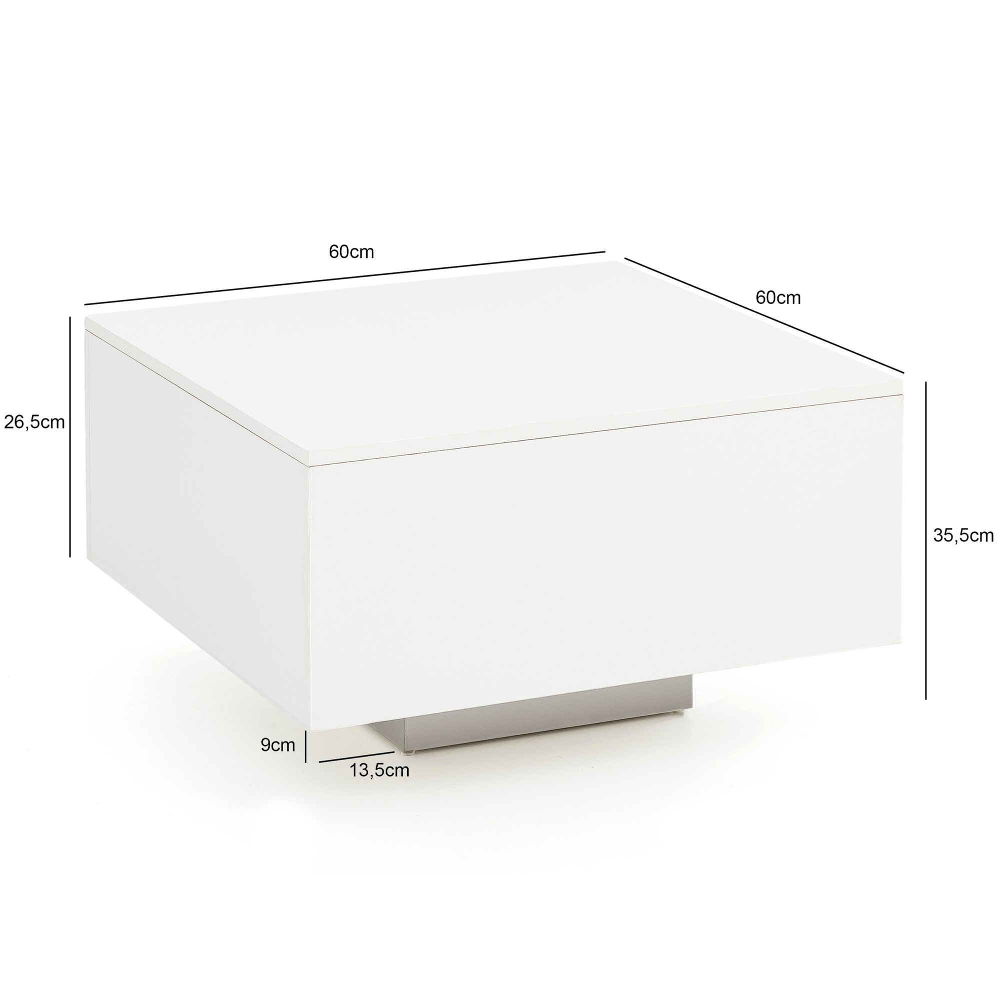 FineBuy Couchtisch Weiß 60 x 60 cm Wohnzimmertisch Beistelltisch Quadratisch
