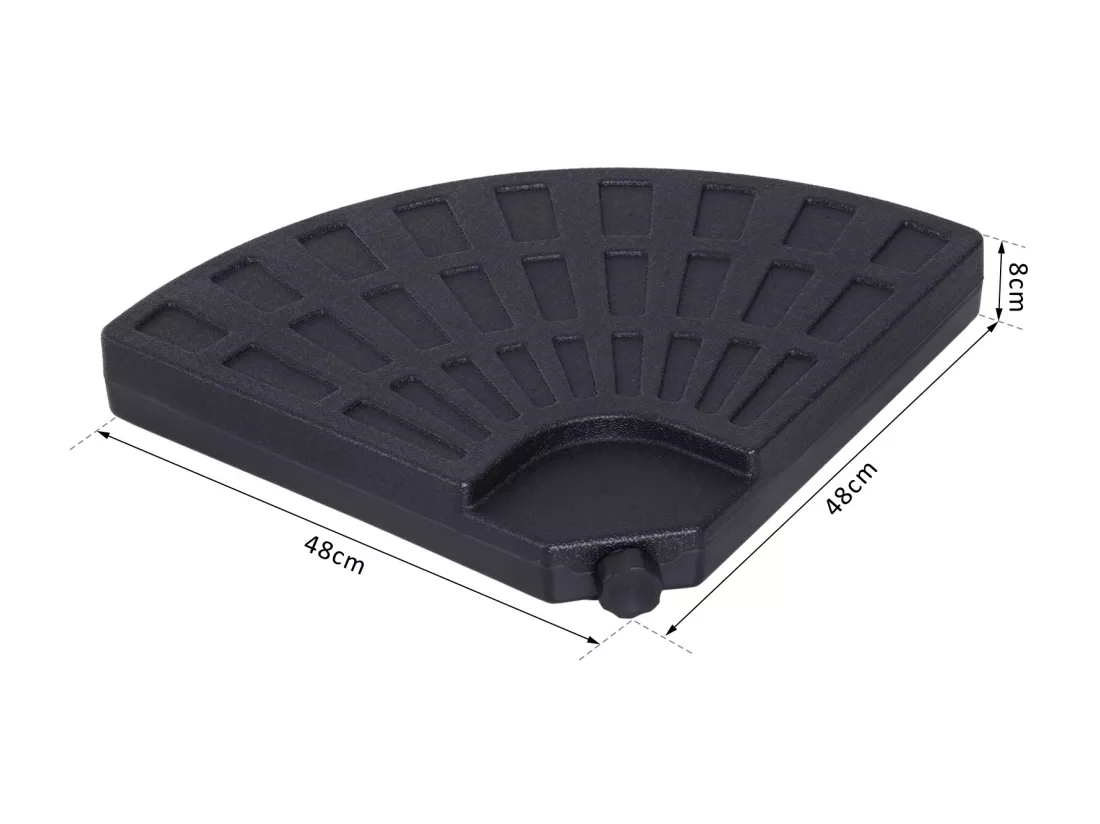 Lot de 4 poids de lestage pour parasols déportés dim. totales 48L x 48l x 8H cm polyéthylène haute densité noir
