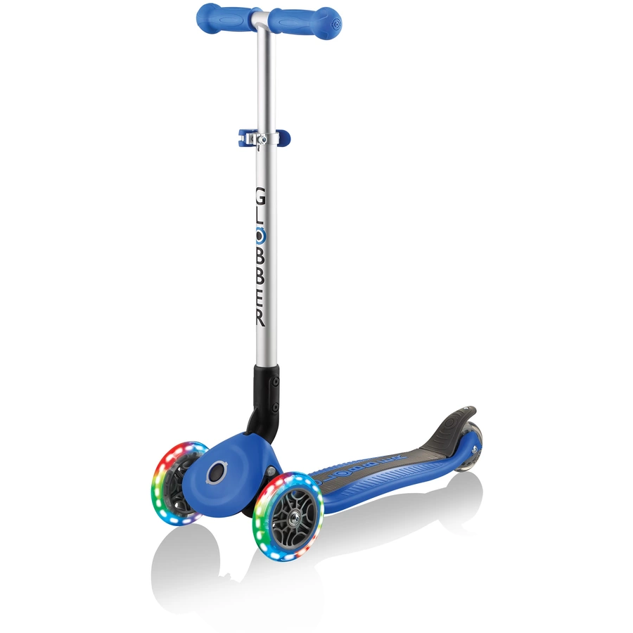 Globber Scooter Primo Foldable mit Leuchtrollen, navy-blau