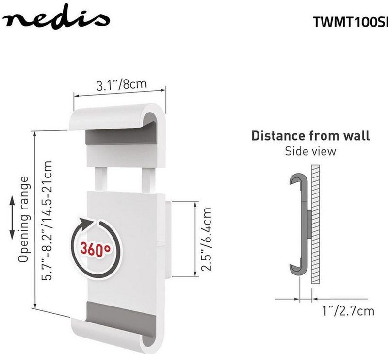 Nedis - TWMT100SI - Tablethouder - Wit - Grijs