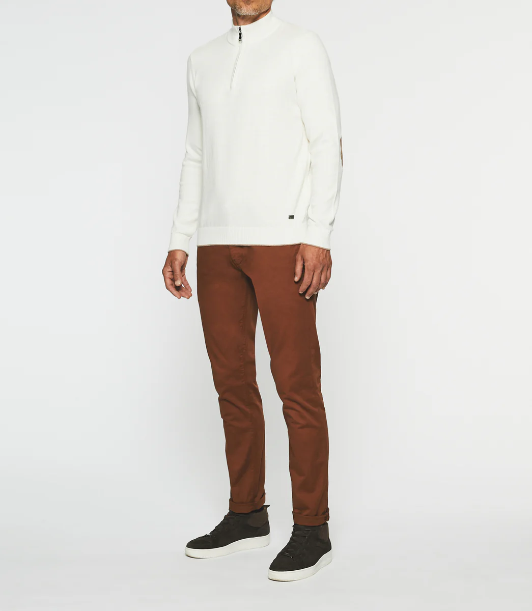 Pull col zippé en coton-cachemire écru BACARY