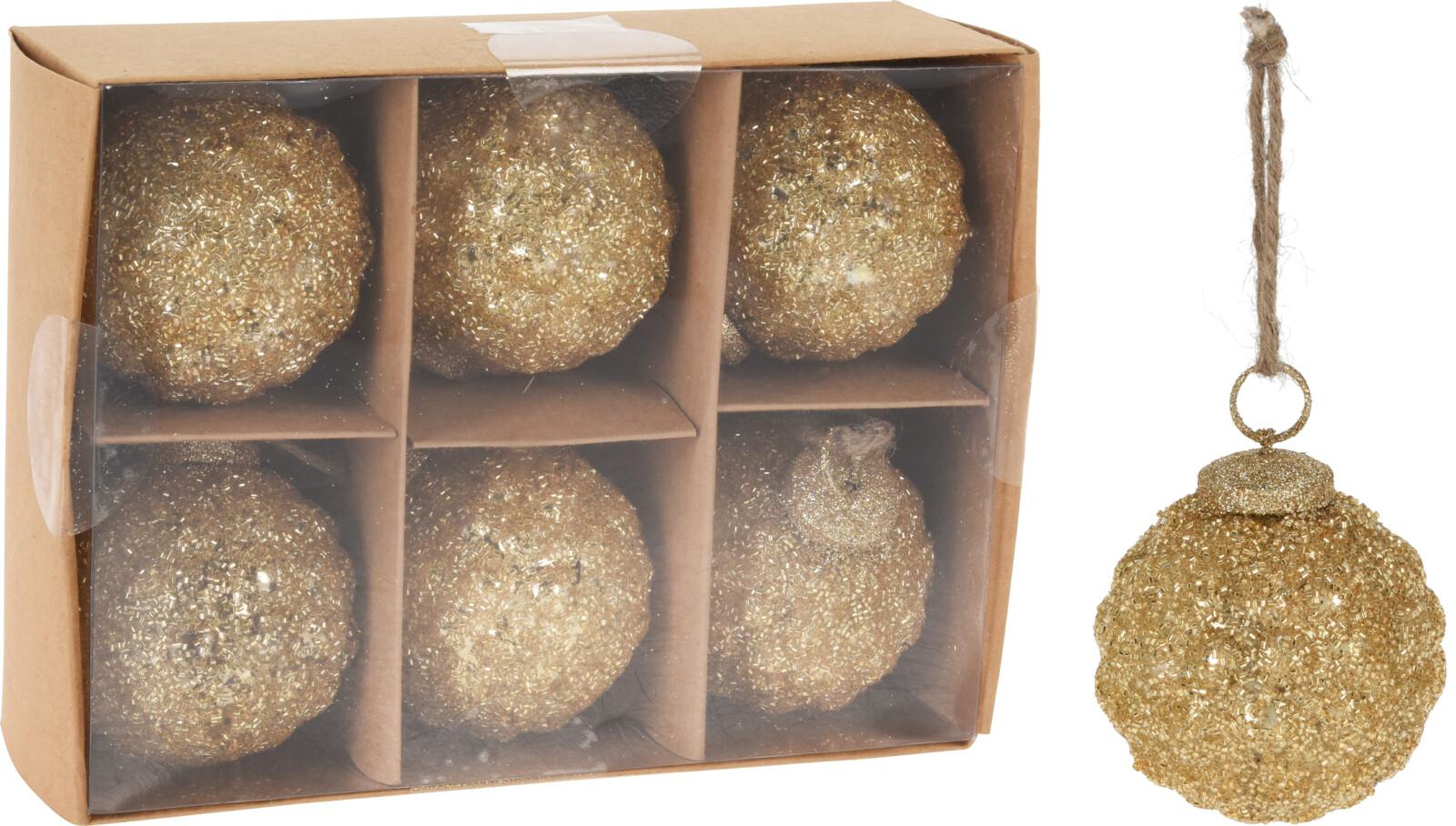 BOULE NOEL D.8CM PERLES DORE