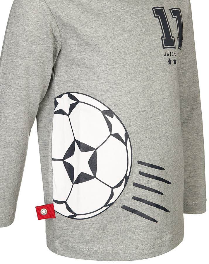 Langarm-Shirt FOOTBALL NO 11 in grau melange