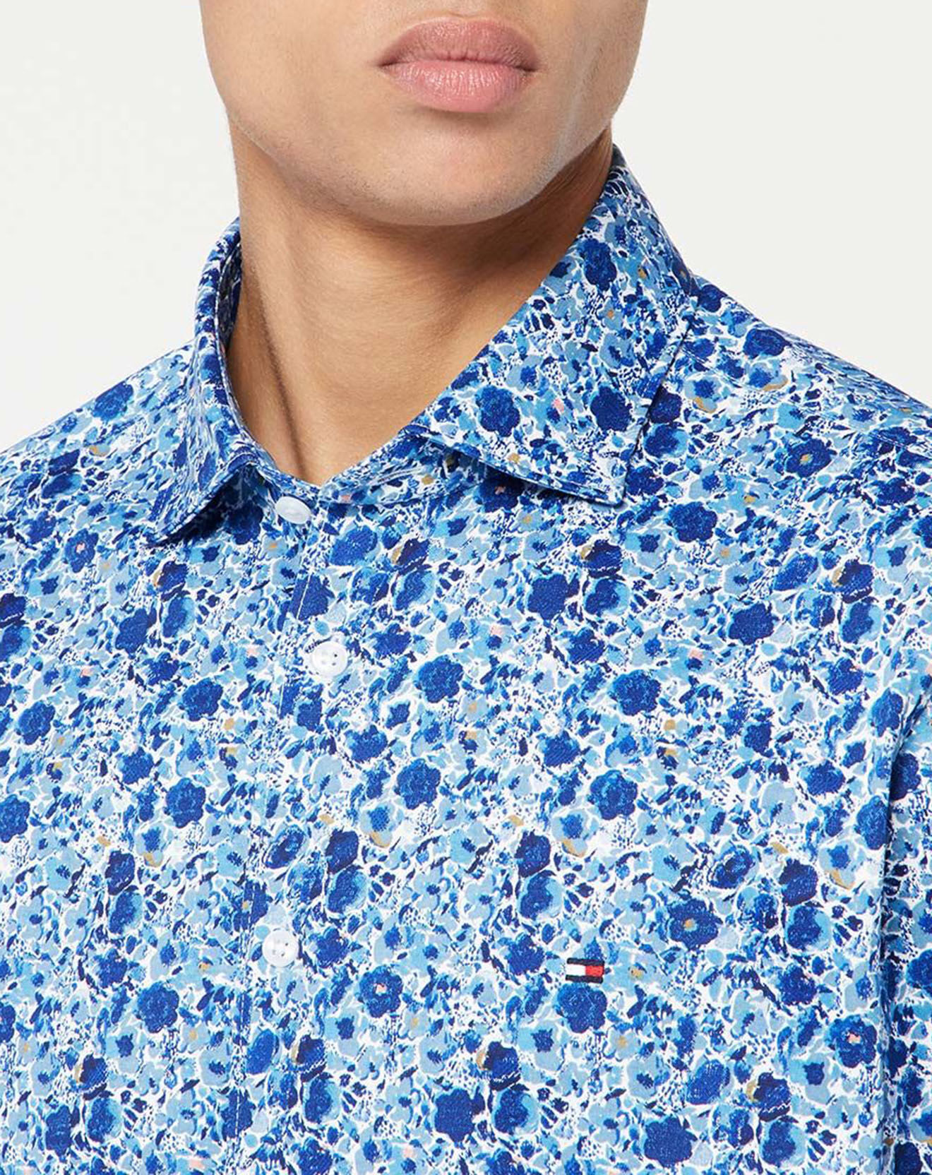 Tommy Hilfiger Chemise Slim à fleurs bleu foncé bleue